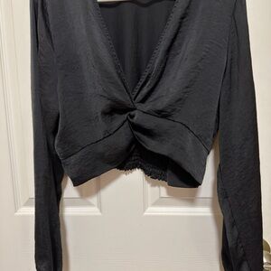 Wild Fable Black Twist Front Blouse